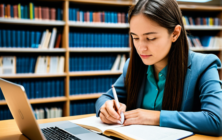 A professional adult learner, fully clothed in appropriate, modest professional dress, sits attentively at a clean desk in a modern, well-lit university library. On the desk are open textbooks on electronic engineering, a laptop displaying a digital course syllabus, and a tablet showing a technical blog. The learner is focused, making notes, demonstrating deep engagement with the study material. The background features blurred bookshelves and other adult learners quietly studying, creating a calm academic atmosphere. Professional photography, high resolution, realistic lighting. safe for work, appropriate content, fully clothed, professional, perfect anatomy, correct proportions, natural pose, well-formed hands, proper finger count, natural body proportions.