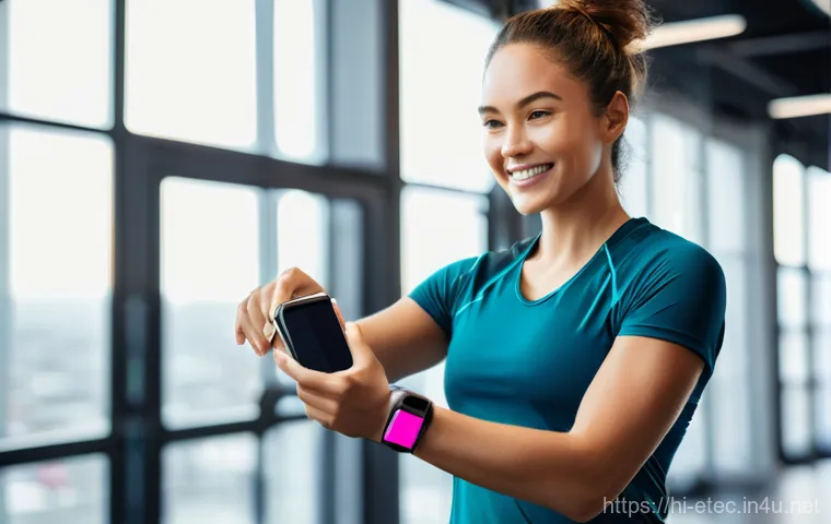 전자기술사와 최신 전자제품 기술 활용법 - **Prompt: Future-Forward Wearable Health & Fitness** A dynamic and healthy young woman in her la...