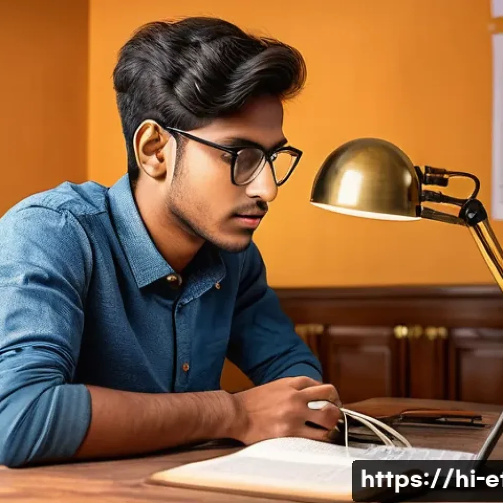 전자기술사와 시험 준비의 성공 전략 소개 - A focused young Indian male electronics technician student studying at a wooden desk, surrounded by ...