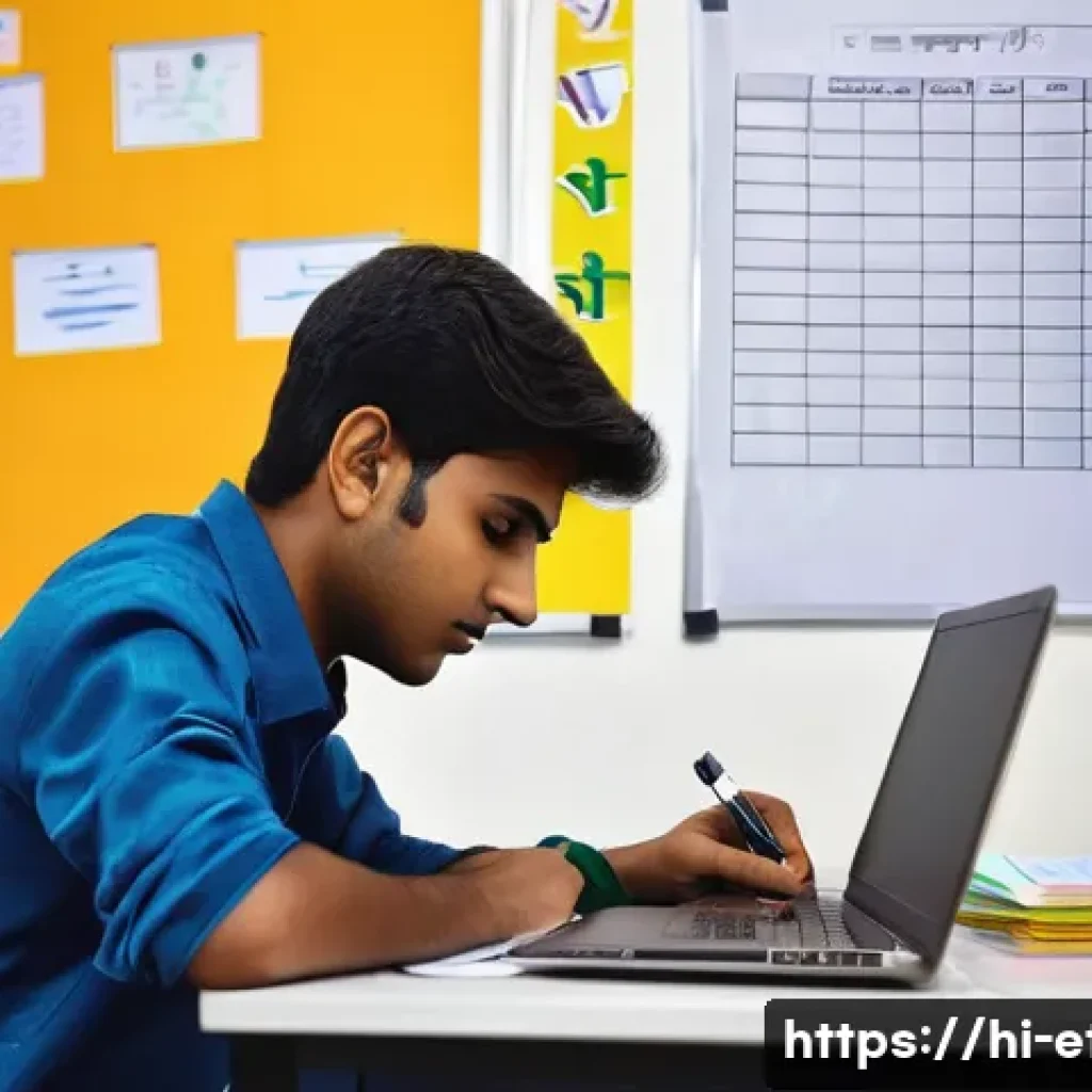 전자기술사 합격자 인터뷰 - A focused Indian electronic technician student studying at a desk with a detailed time management pl...