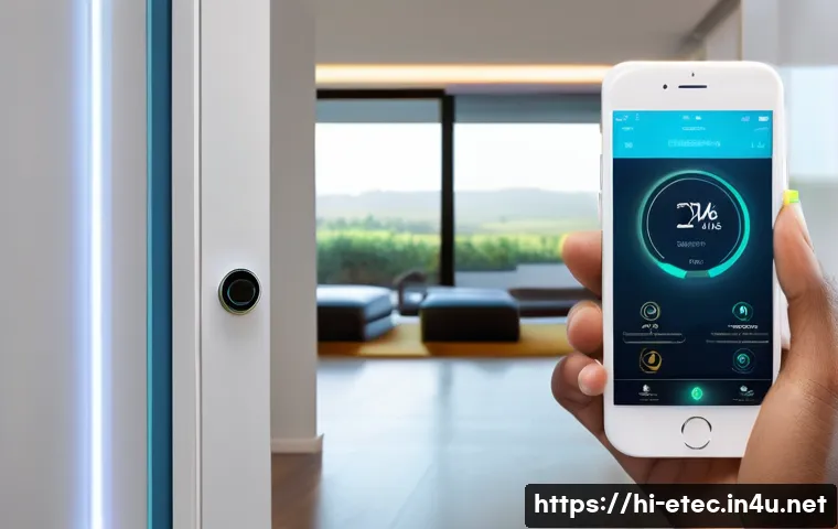 전자기술사와 관련된 전자기술 사례 연구 - A modern smart home interior showcasing advanced sensor technology for security and monitoring: moti...