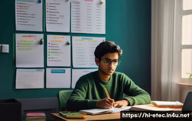 전자기술사 필기 과목별 학습법 - A detailed study scene of a young Hindi-speaking student in a cozy, well-lit room, focusing intensel...