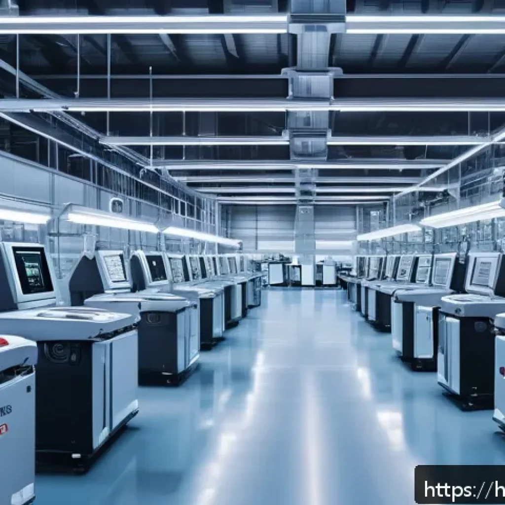 전자기술사와 관련된 최신 기술 논문 - A high-tech smart factory interior featuring advanced AI-enabled smart sensors mounted on industrial...