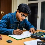 전자기술사 실무 과제 수행 방법 - A detailed workspace of an Indian electronics student preparing for a practical assignment, featurin...