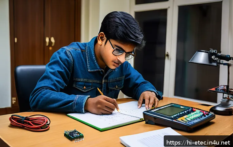전자기술사 실무 과제 수행 방법 - A detailed workspace of an Indian electronics student preparing for a practical assignment, featurin...